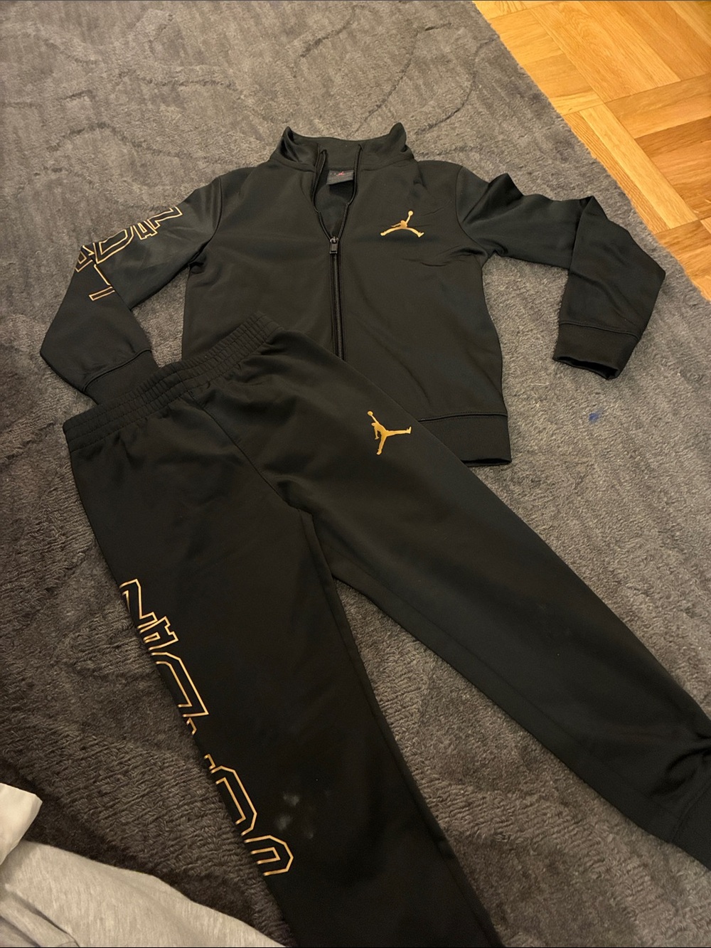 Jordan Black Track Jacket and Pants Set with Gold Logo